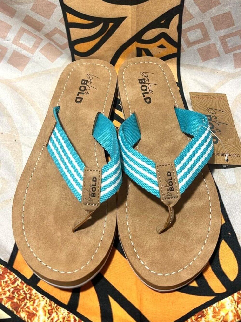 Boho Bold Woven Strap Flip Flops - NWT